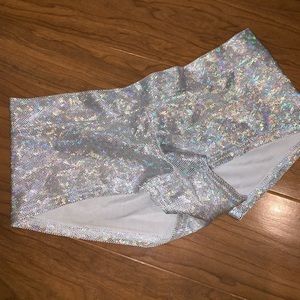 Iheartraves silver holographic shorts